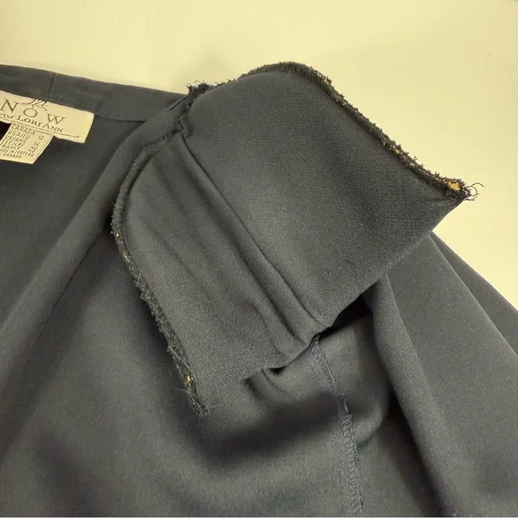 Vtg NOW by Lori Ann Navy Blue Beaded Blazer Shoulder Pads Size 12 Made in Canada - Picture 9 of 16